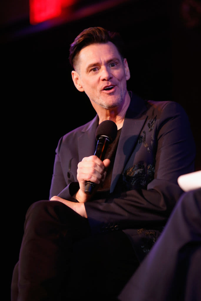 BEVERLY HILLS, CALIFORNIA - FEBRUARY 10: Jim Carrey at the "Sonic The Hedgehog" Press Conference at the Four Seasons Hotel on February 10, 2020 in Beverly Hills, California. (Photo by Vera Anderson/WireImage)