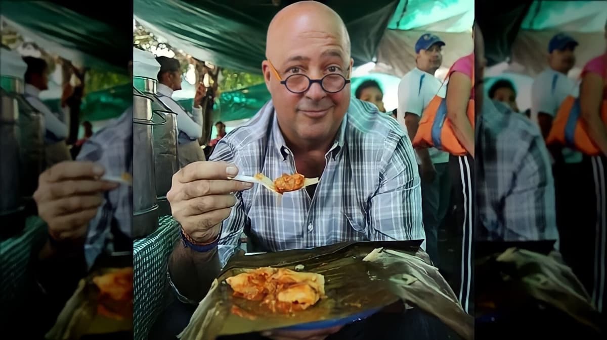 chef andrew zimmern eating food
