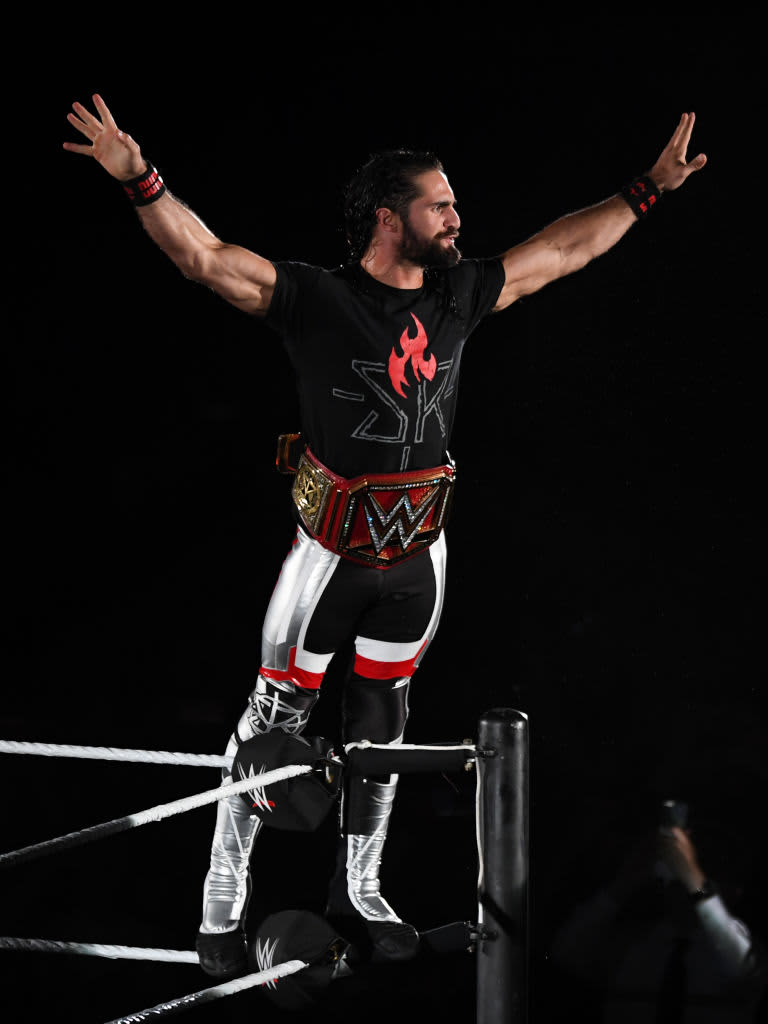 TOKYO,JAPAN - JUNE 28: Seth Rollins enters the ring during the WWE Live Tokyo at Ryogoku Kokugikan on June 28, 2019 in Tokyo, Japan. (Photo by Etsuo Hara/Getty Images)