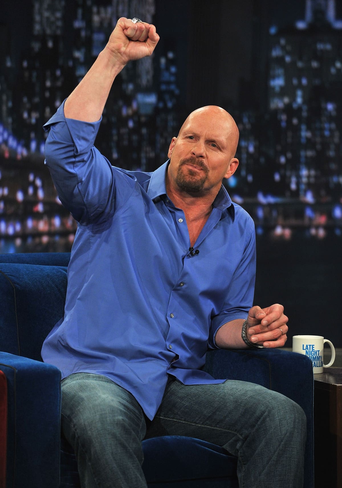 Stone Cold Steve Austin visits "Late Night With Jimmy Fallon" at Rockefeller Center on May 27, 2011 in New York City. (Photo by Theo Wargo/WireImage)
