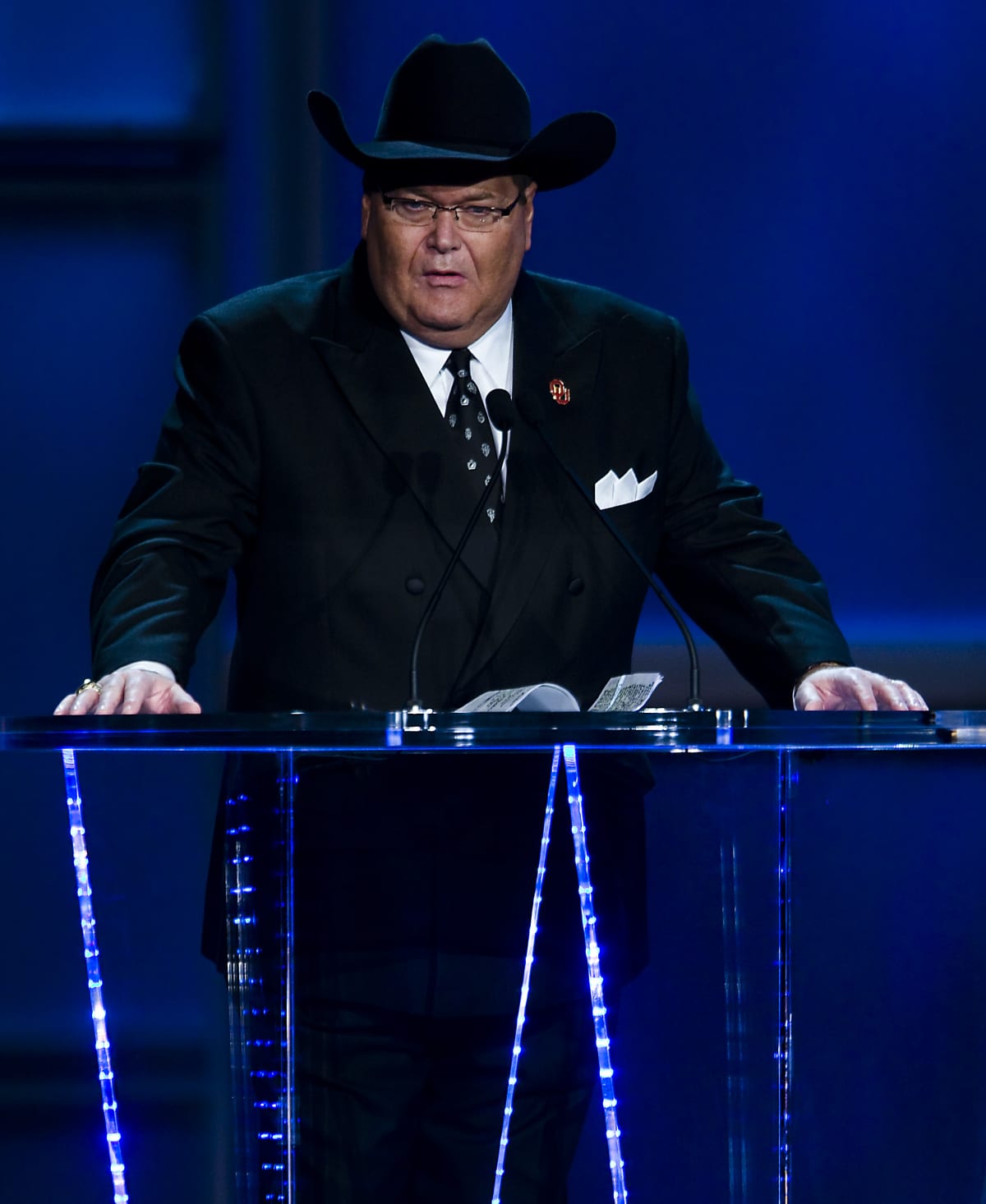 HOUSTON - APRIL 04:  WWE television commentator Jim Ross attends the 25th Anniversary of WrestleMania's WWE Hall of Fame at the Toyota Center on April 4, 2009 in Houston, Texas.  (Photo by Bob Levey/WireImage)