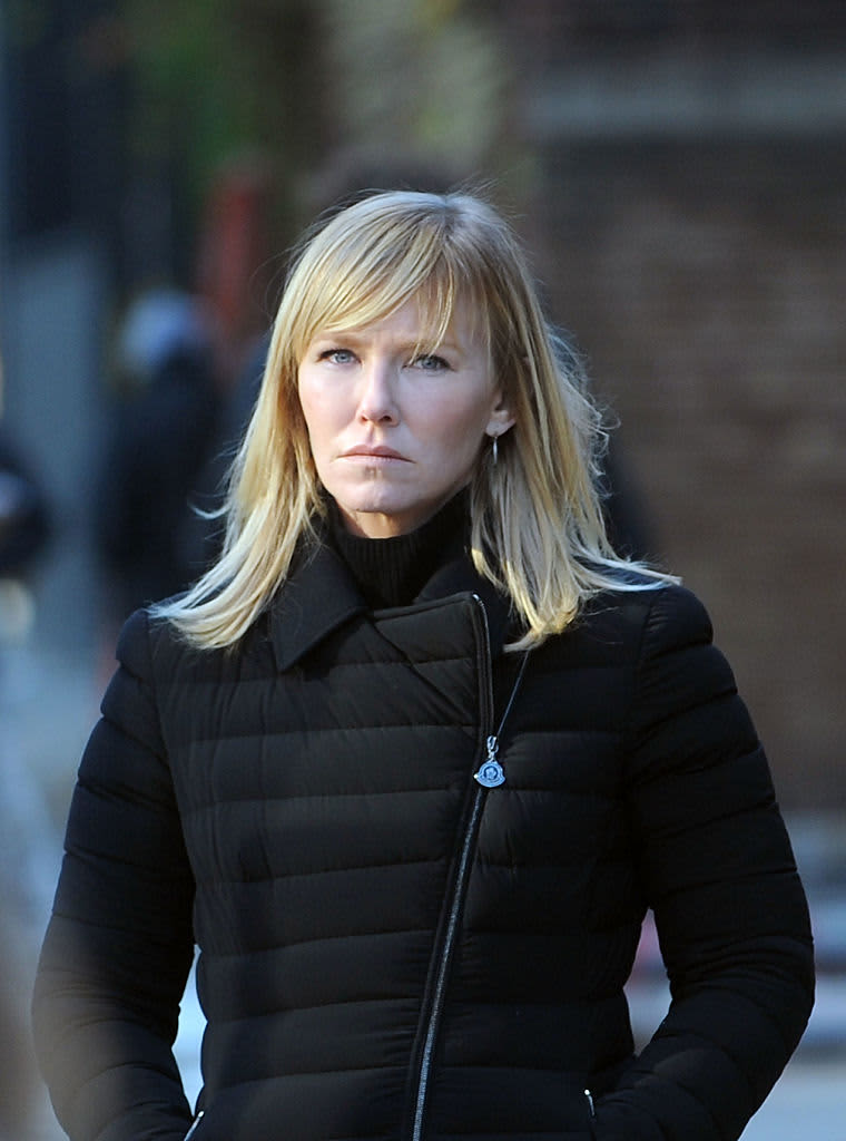 NEW YORK, NY - AUGUST 17: Kelli Giddish is seen at film set of the 'Law and Order: Special Victims Unit' TV Series on August 17, 2022 in New York City.  (Photo by Jose Perez/Bauer-Griffin/GC Images)
