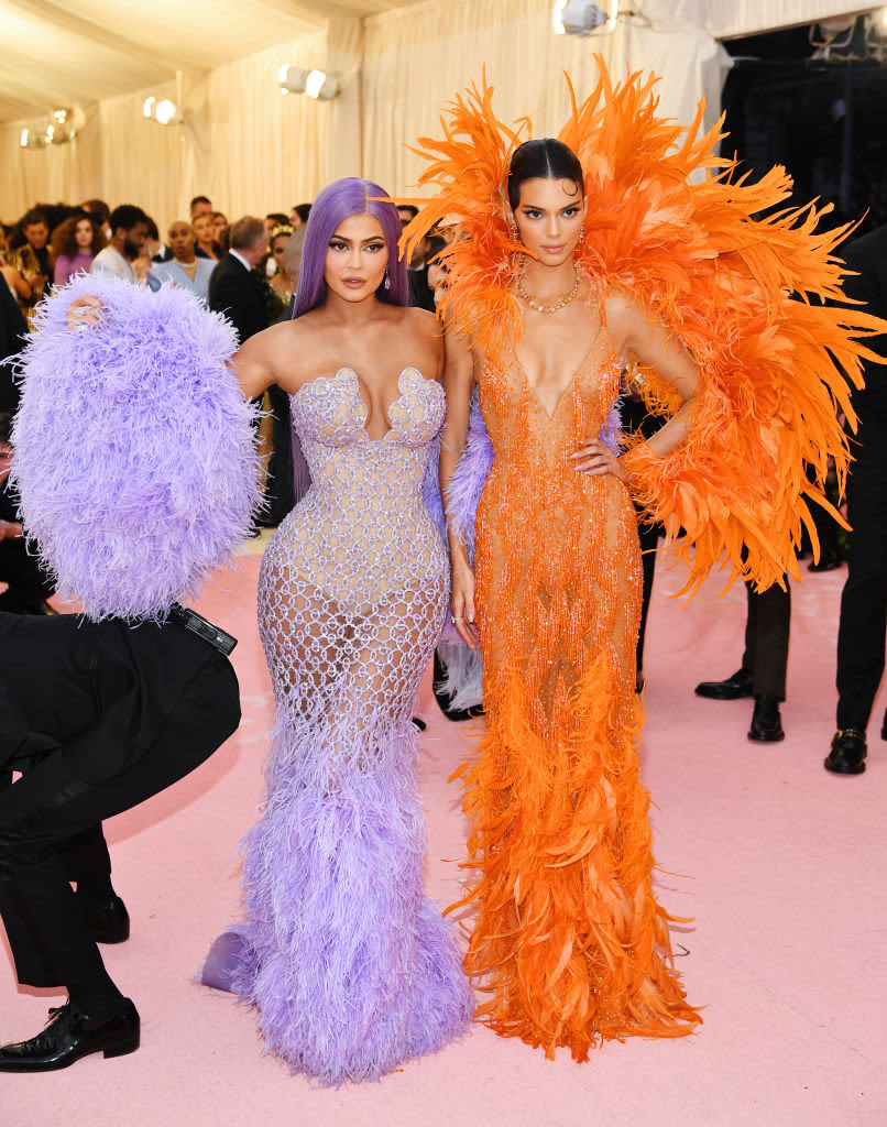  Kylie Jenner and Kendall Jenner attend The 2019 Met Gala Celebrating Camp: Notes on Fashion in Versace