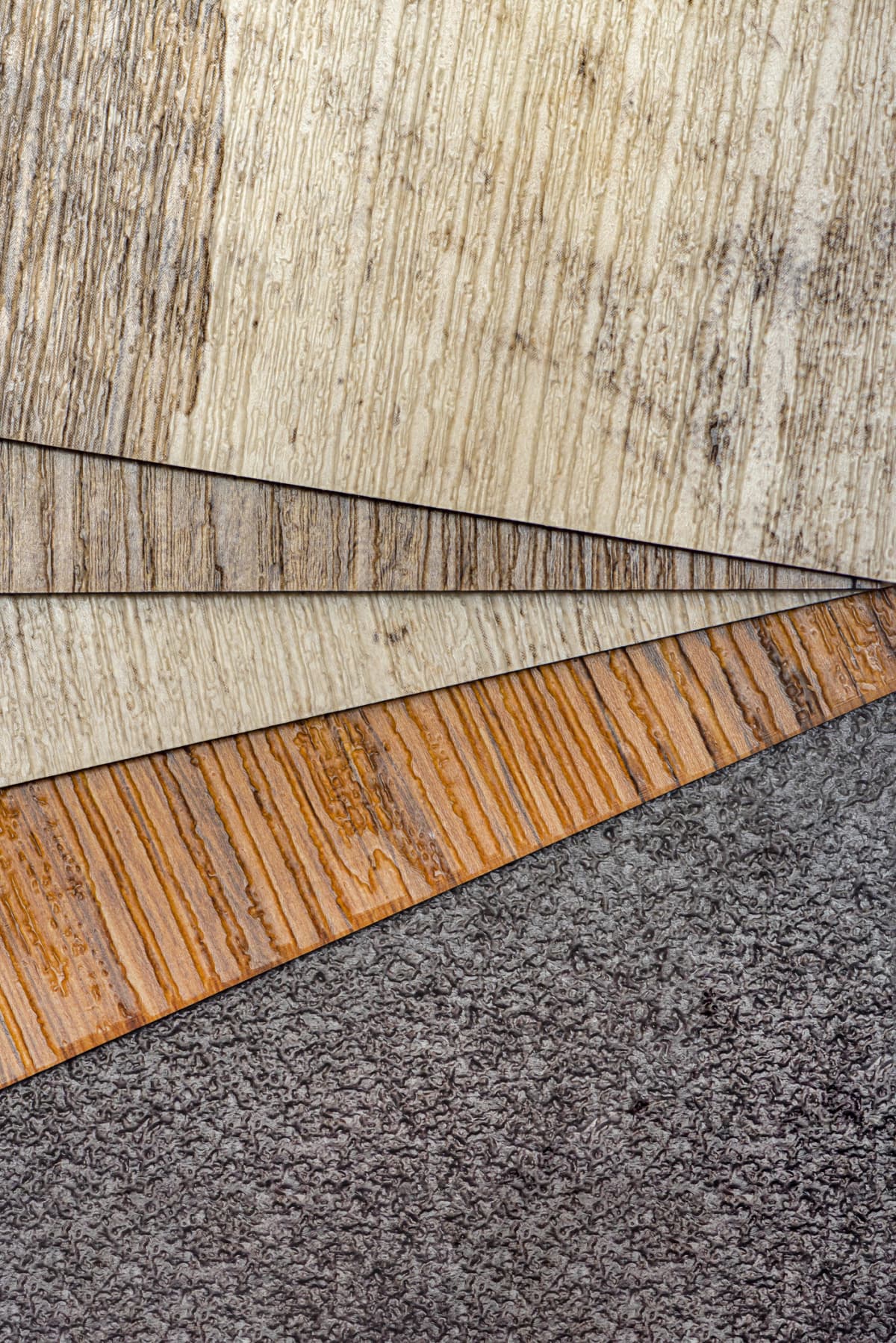 Different swatches of vinyl flooring.