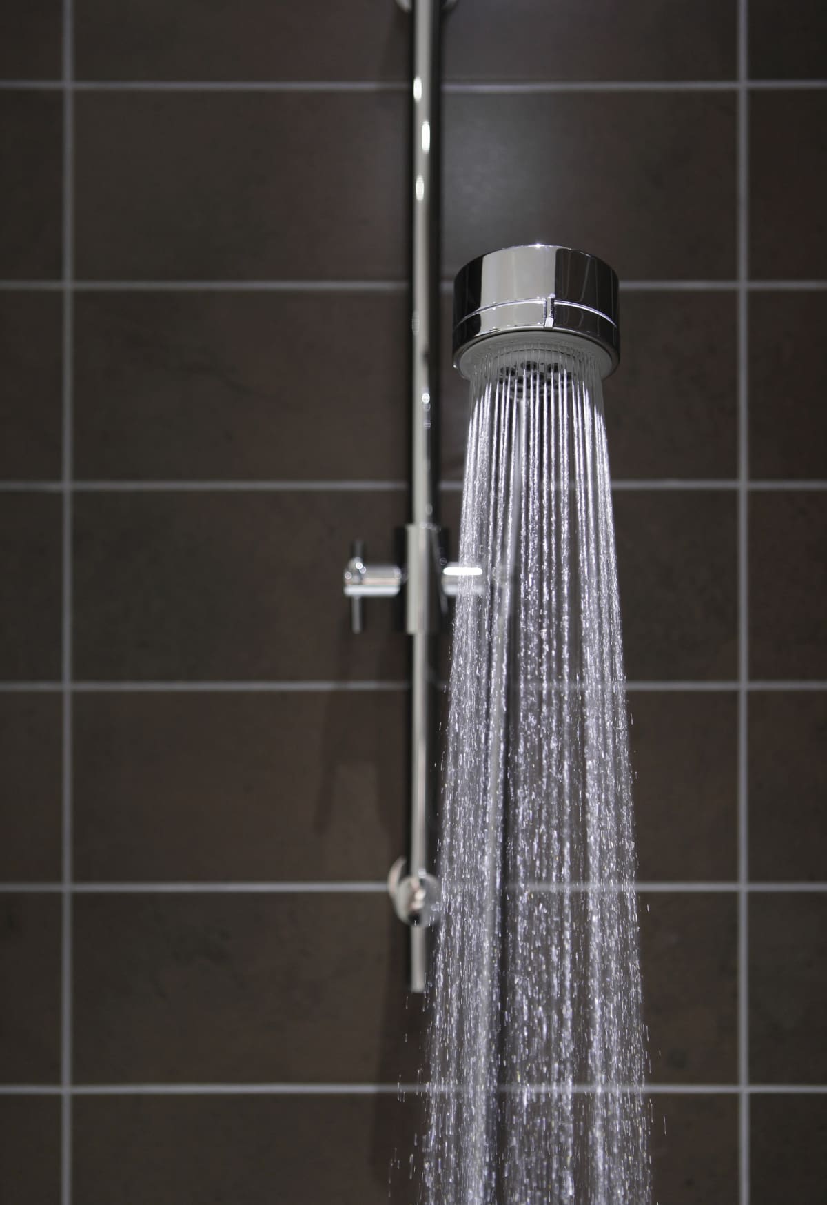 A showerhead with water flowing