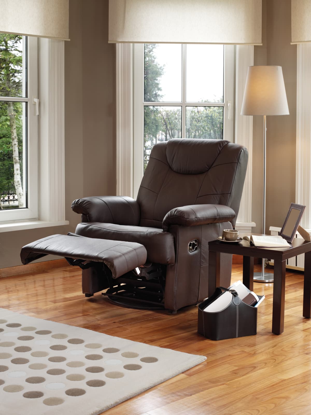A bulky recliner in the living room