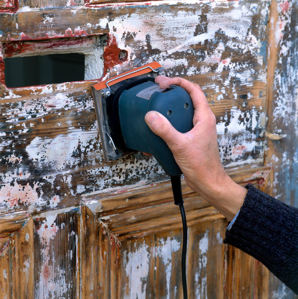 Stripping paint with a sander
