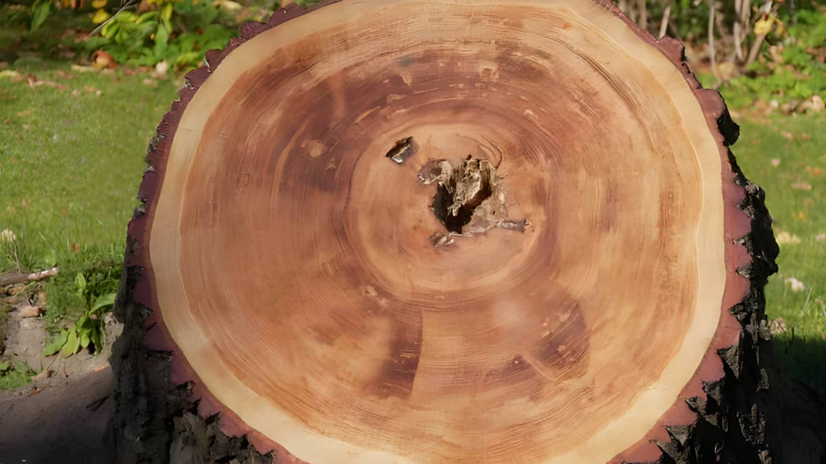 Closeup of a tree stump. 