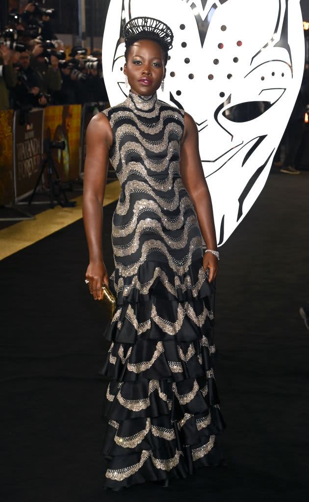 MEXICO CITY, MEXICO - NOVEMBER 09: Lupita Nyong’o poses for a photo during the Wakanda Forever Red Carpet in Mexico City at Plaza Satelite on November 09, 2022 in Mexico City, Mexico. (Photo by Agustin Cuevas/Getty Images for Disney)