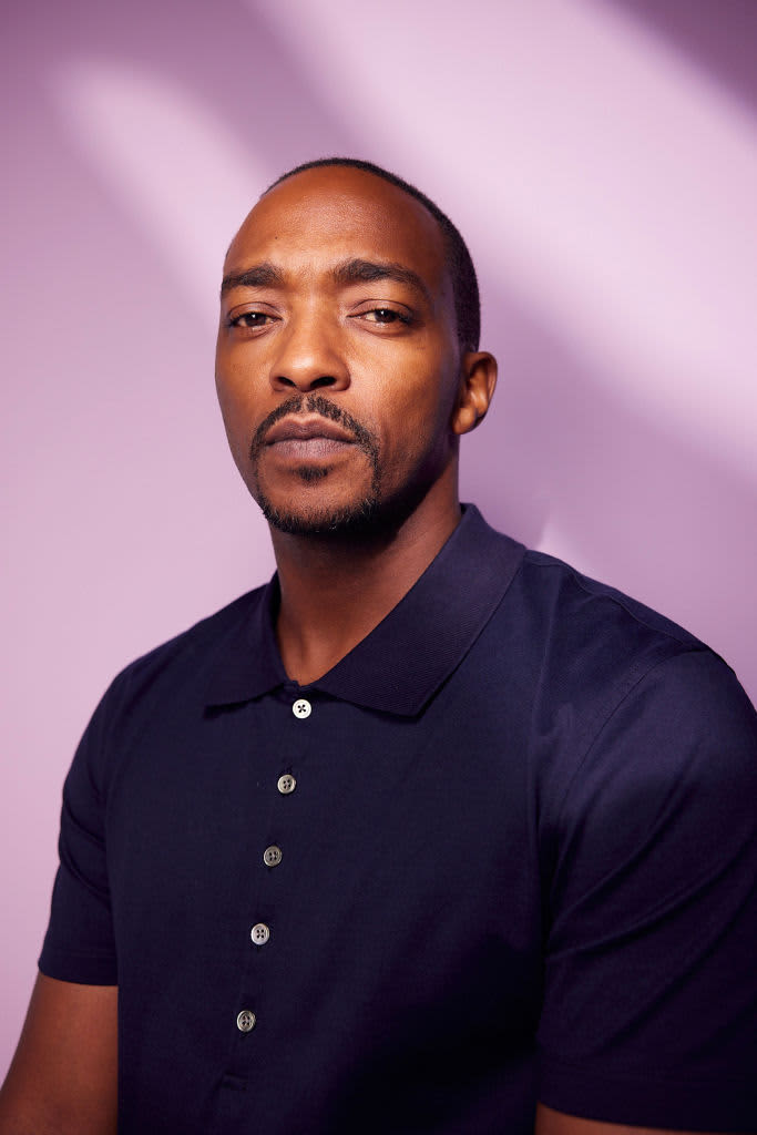 ANAHEIM, CAL0IFORNIA - SEPTEMBER 10: Anthony Mackie poses at the IMDb Official Portrait Studio during D23 2022 at Anaheim Convention Center on September 10, 2022 in Anaheim, California. (Photo by Corey Nickols/Getty Images for IMDb)