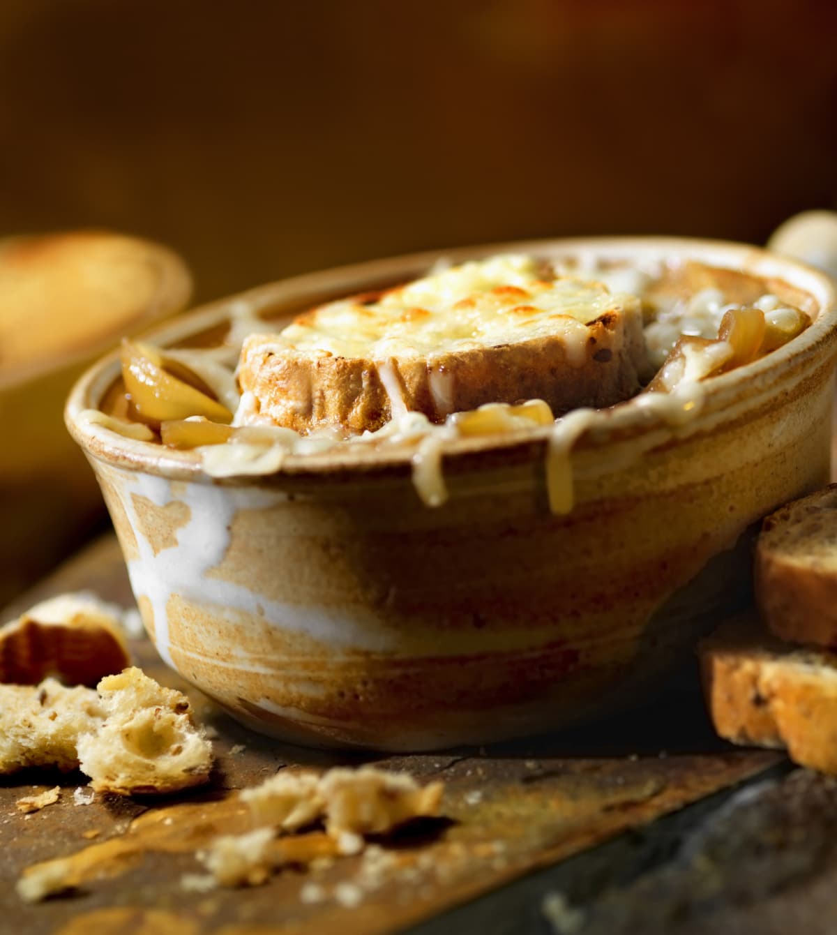 Onion Soup with toasted bread -Photographed on Hasselblad H1-22mb Camera