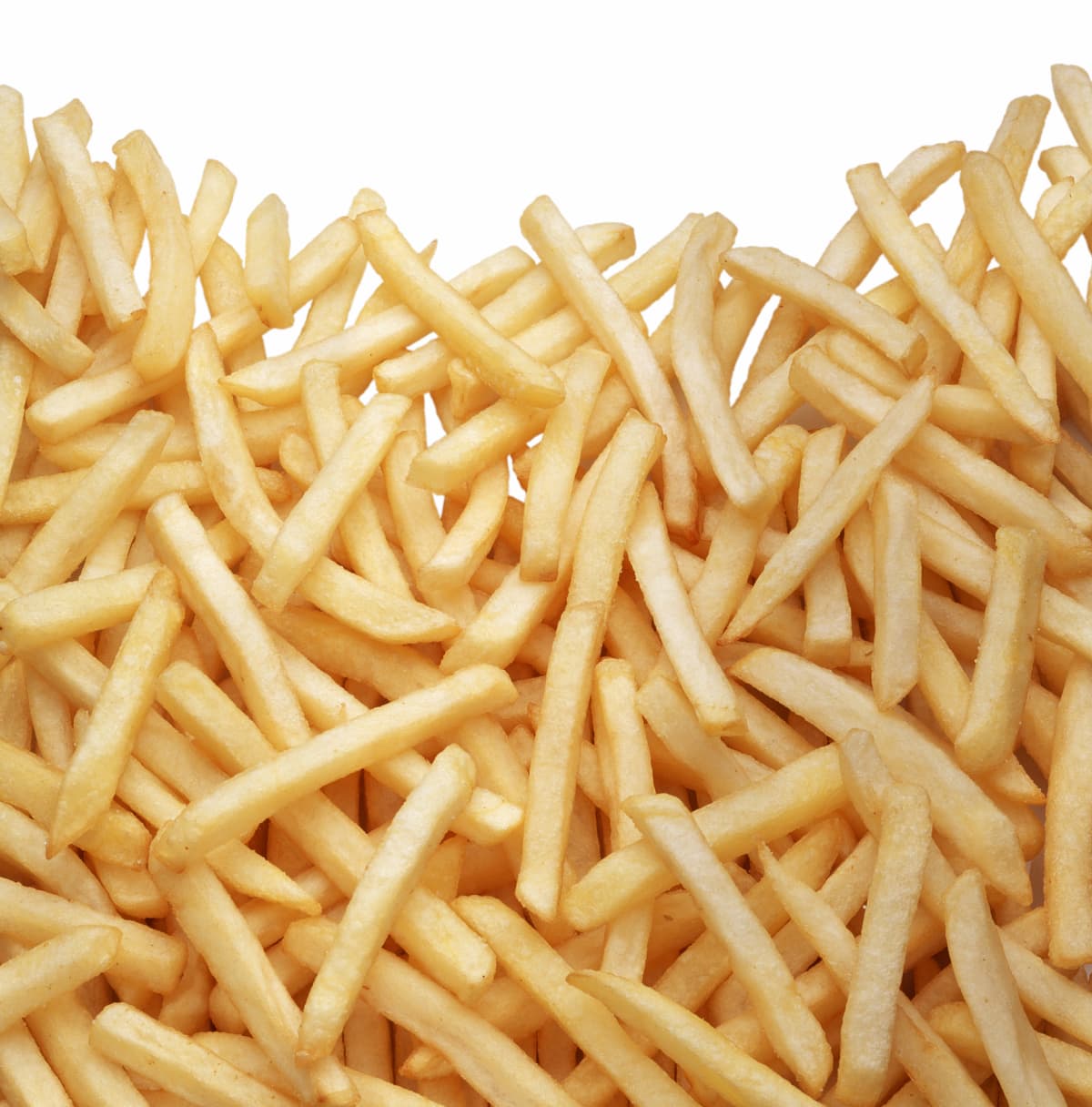 French fries on a white background