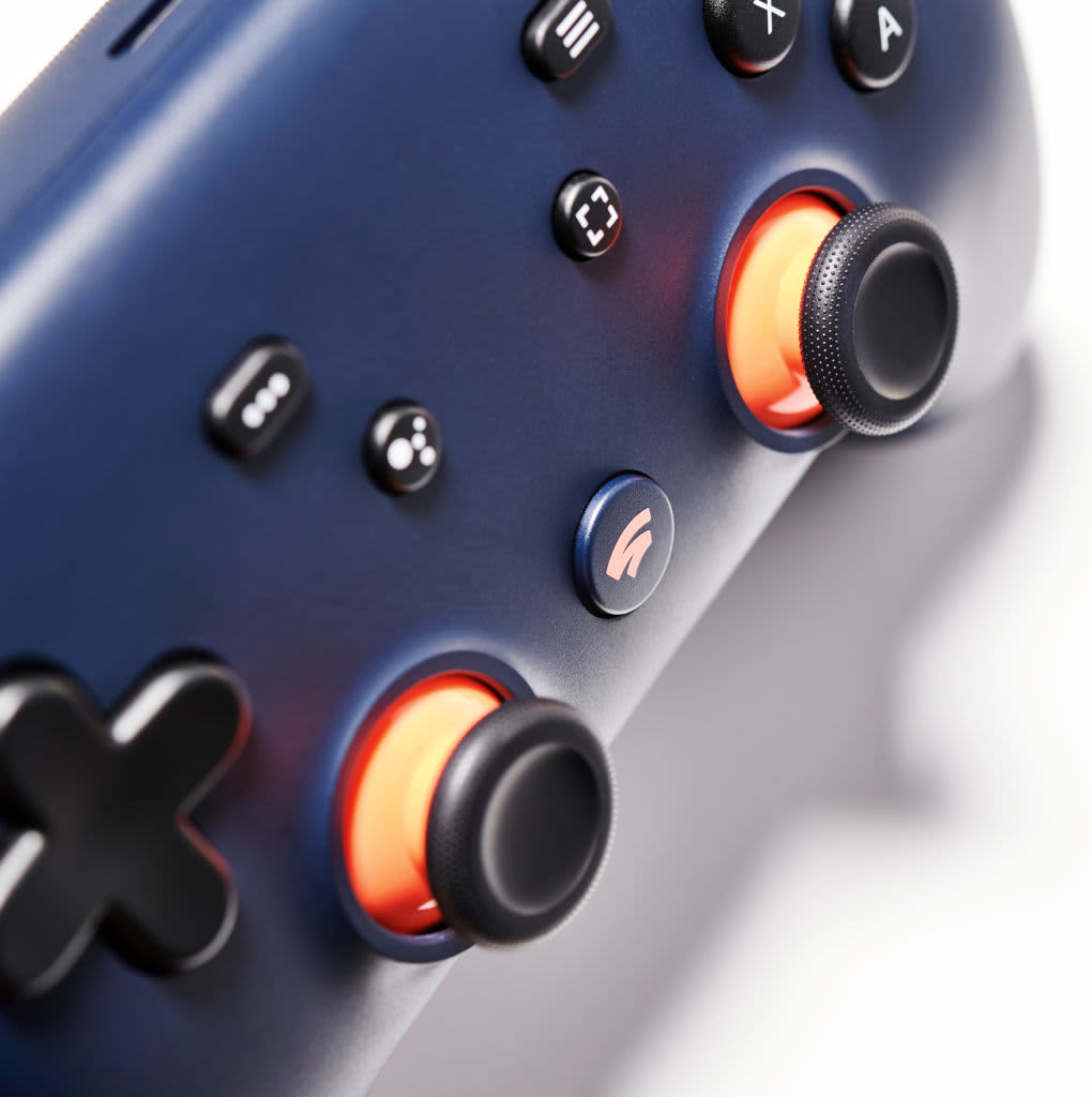 Detail of a Google Stadia video game controller, taken on February 14, 2020. (Photo by Neil Godwin/Future Publishing via Getty Images)