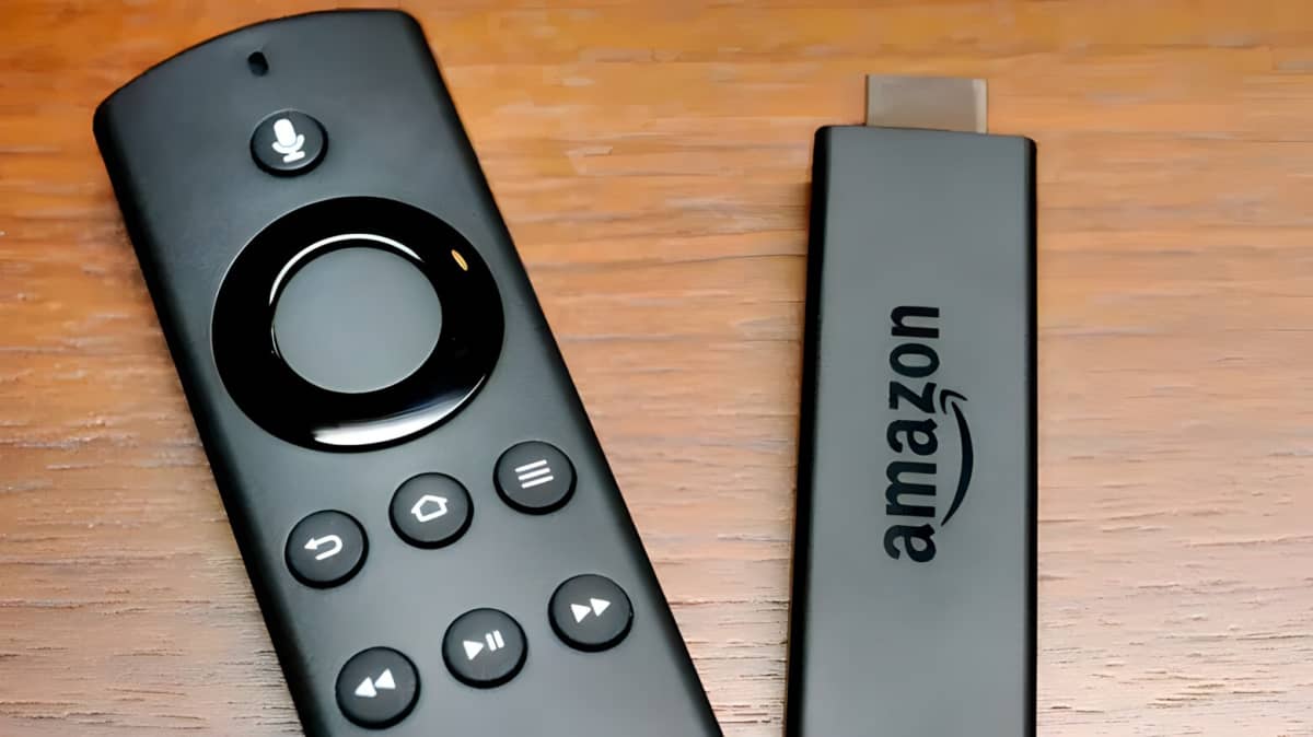 An Amazon Firestick remote on a table
