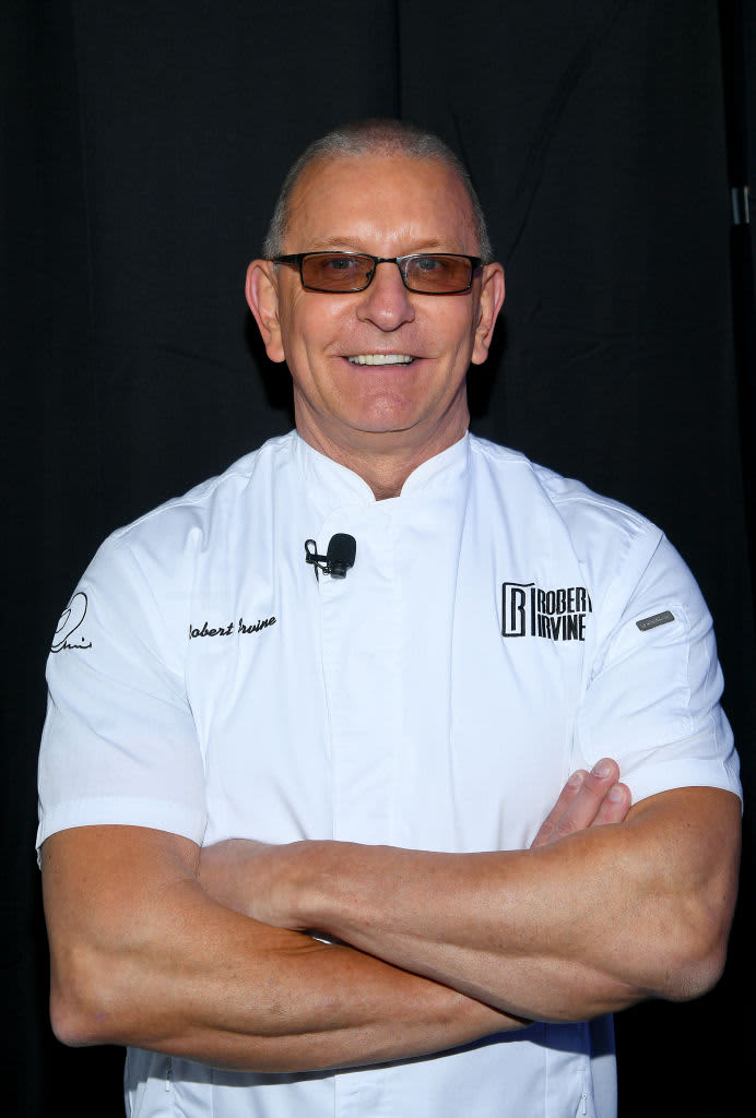 NEW YORK, NEW YORK - OCTOBER 17: Chef Robert Irvine poses for a photo prior to his cooking demonstration during the Grand Tasting featuring Culinary Demonstrations presented by Liebherr Appliances during Food Network & Cooking Channel New York City Wine & Food Festival presented by Capital One at Pier 76 on October 17, 2021 in New York City. (Photo by Dave Kotinsky/Getty Images for NYCWFF)