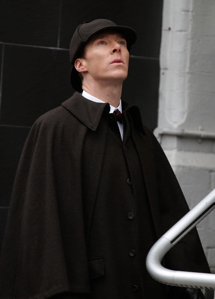 LONDON, UNITED KINGDOM - APRIL 14: Benedict Cumberbatch sighting on set of Sherlock  on April 14, 2013 in London, England. (Photo by Simon James/FilmMagic)