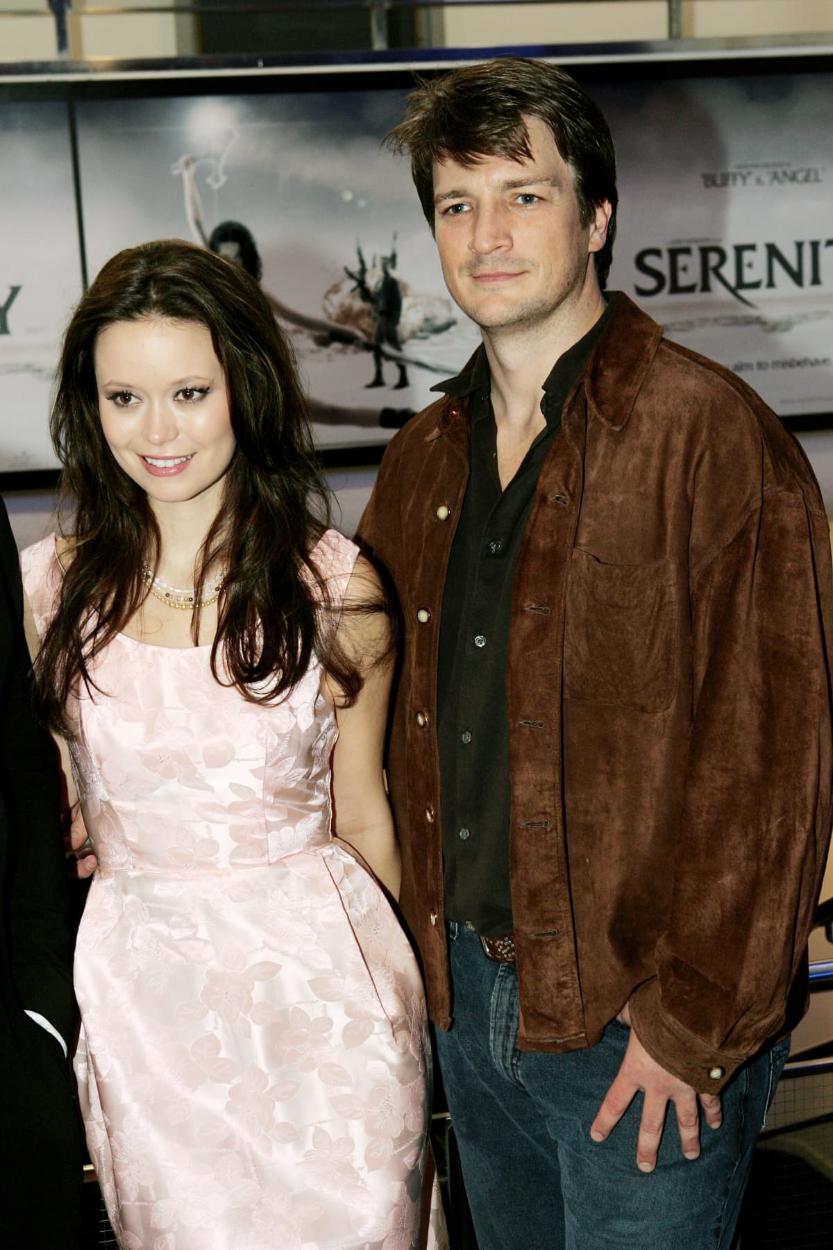 Summer Glau and Nathan Fillion attend the premiere of "Serenity" at Odeon West End, Leicester Square. (Photo by rune hellestad/Corbis via Getty Images)