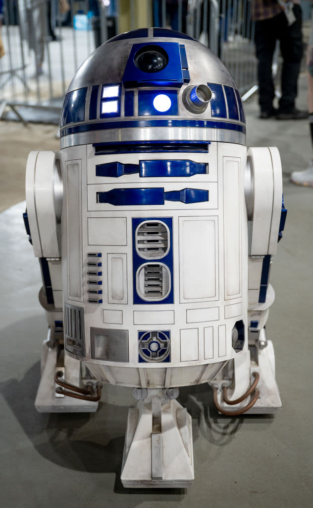 MANCHESTER, ENGLAND - JULY 30: An R2D2 droid attends Manchester Comic Con at Bowlers Exhibition Centre on July 30, 2022 in Manchester, England. (Photo by Shirlaine Forrest/Getty Images)