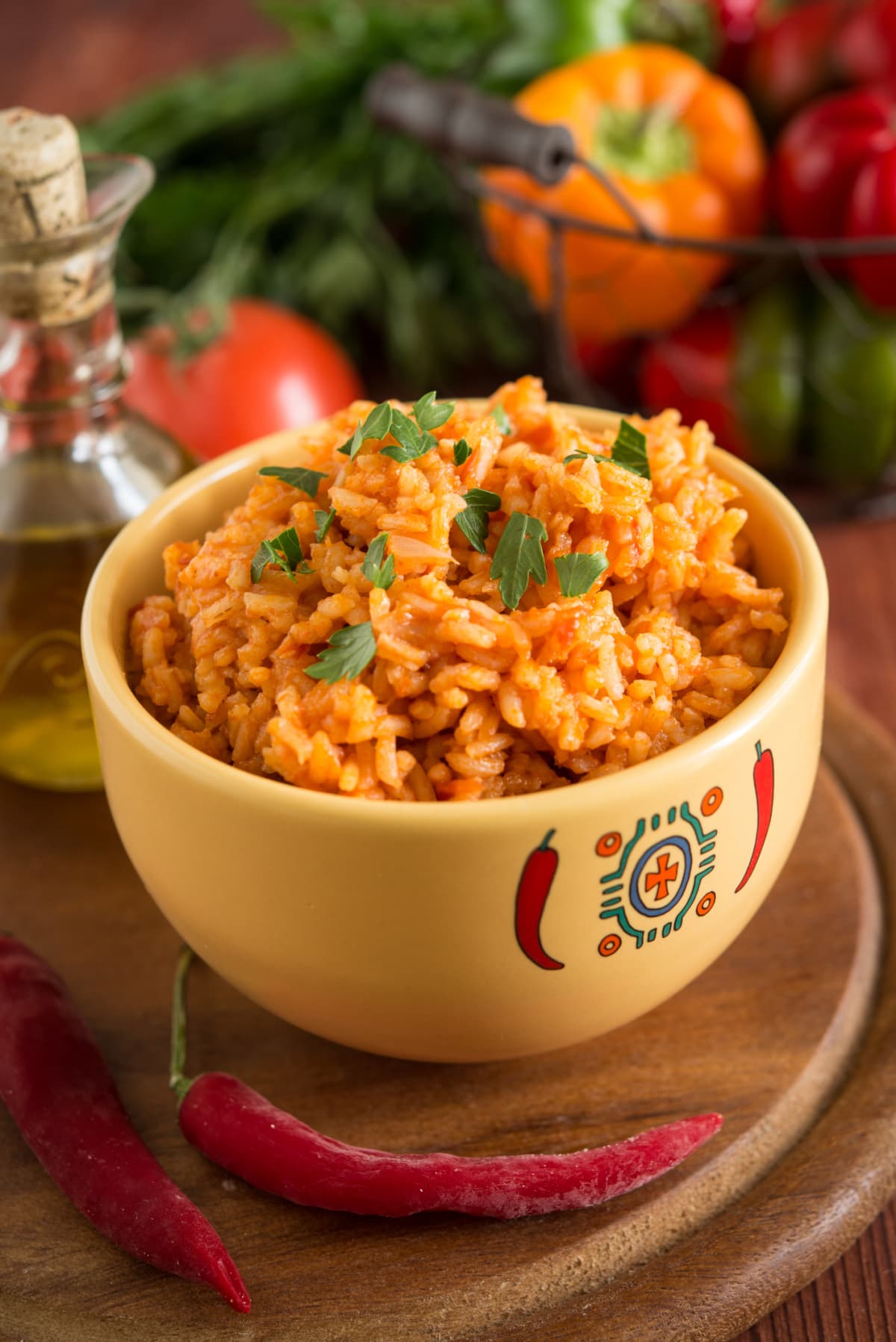 Mexican style rice with tomatoes and chili