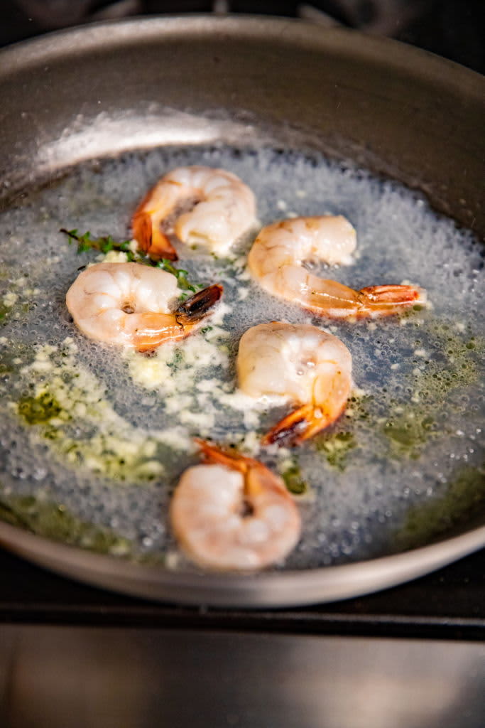 East Meadow, N.Y.: Shrimp cooking in seasoned oil and water at Ceci's Arepa Joint in East Meadow, New York on May 3, 2021. (Photo by Raychel Brightman/Newsday RM via Getty Images)