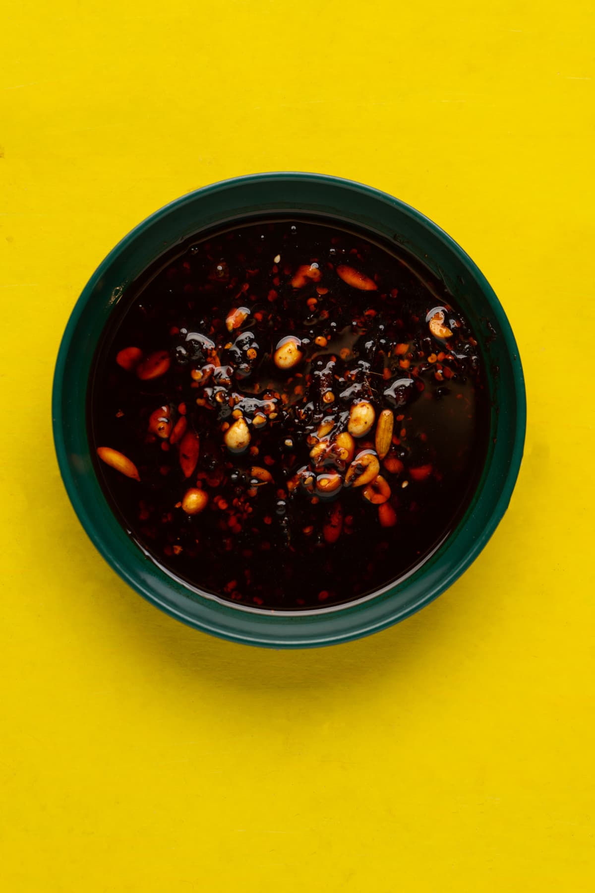 Chili oil sauce with sesame and peanuts called macha. Traditional Mexican food