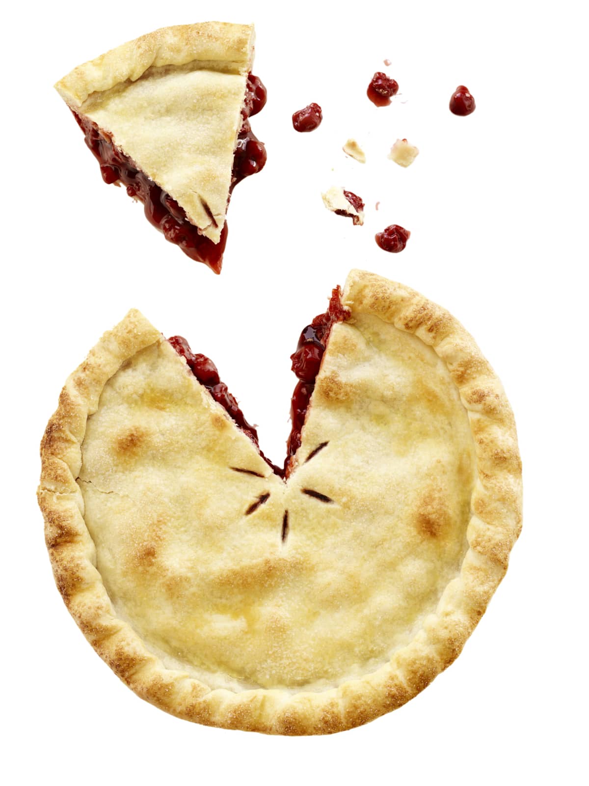 Raspberry pie isolated on white background