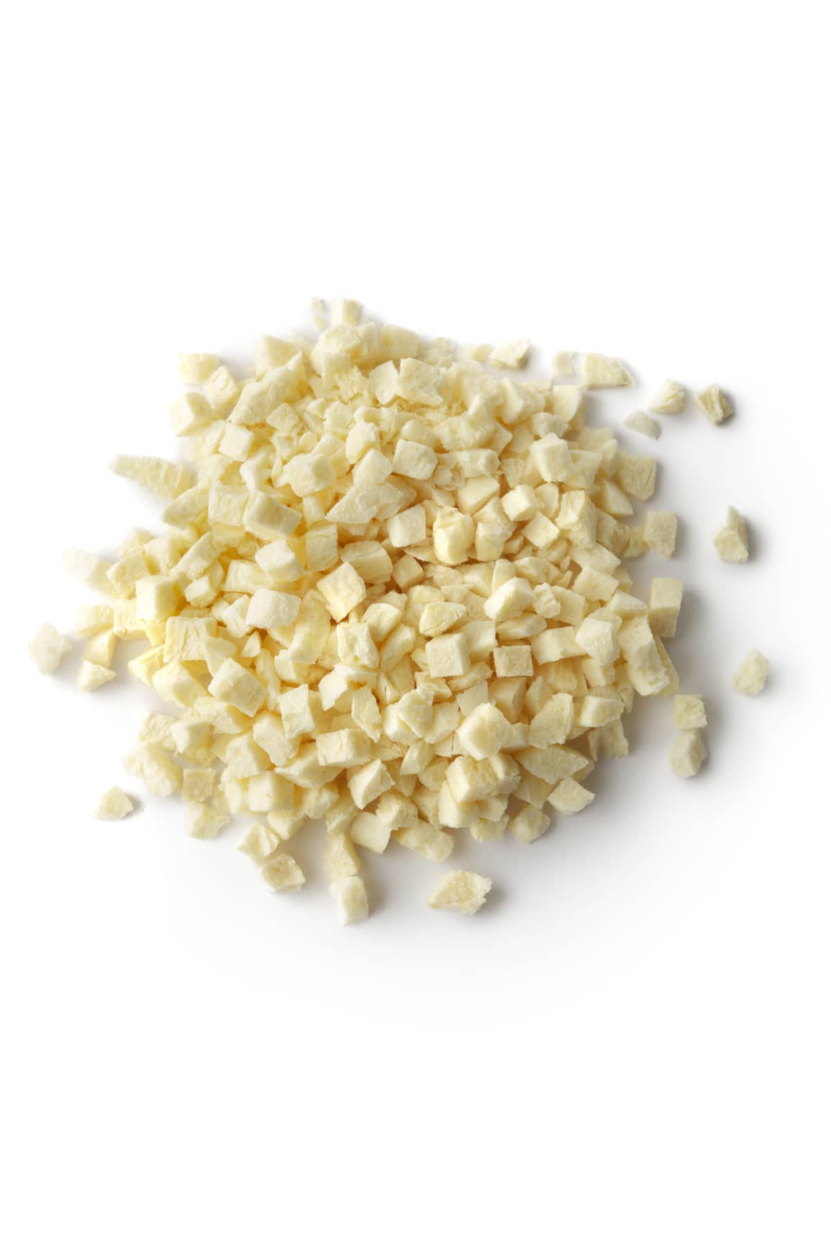 Minced garlic on white