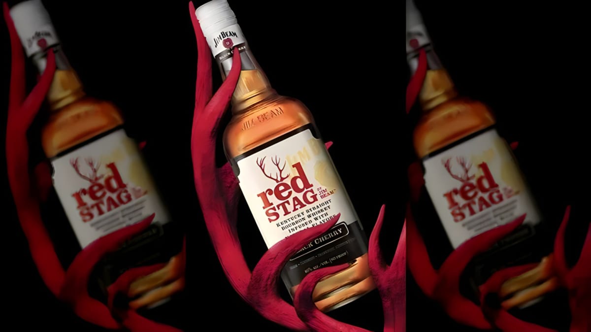 A bottle of Jim Beam Red Stag