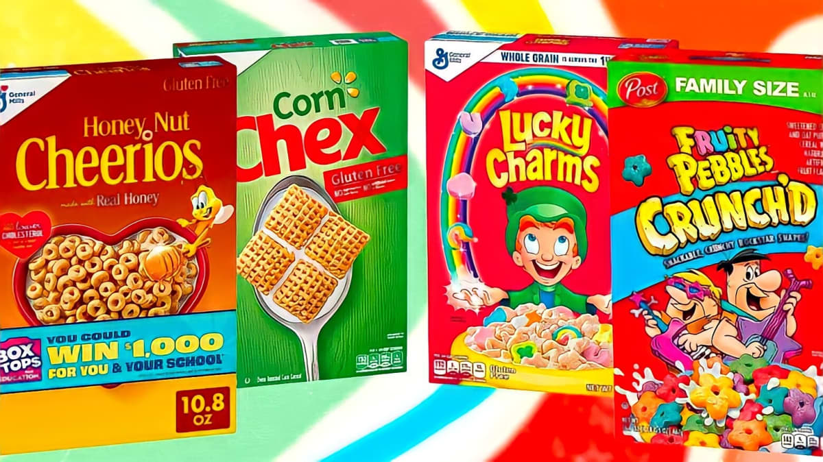 Corn Chex gluten-free cereal with other boxes of cereal brands