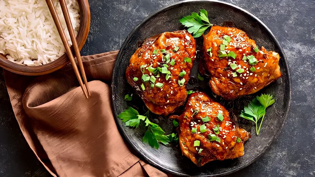 Chicken thighs with a glaze
