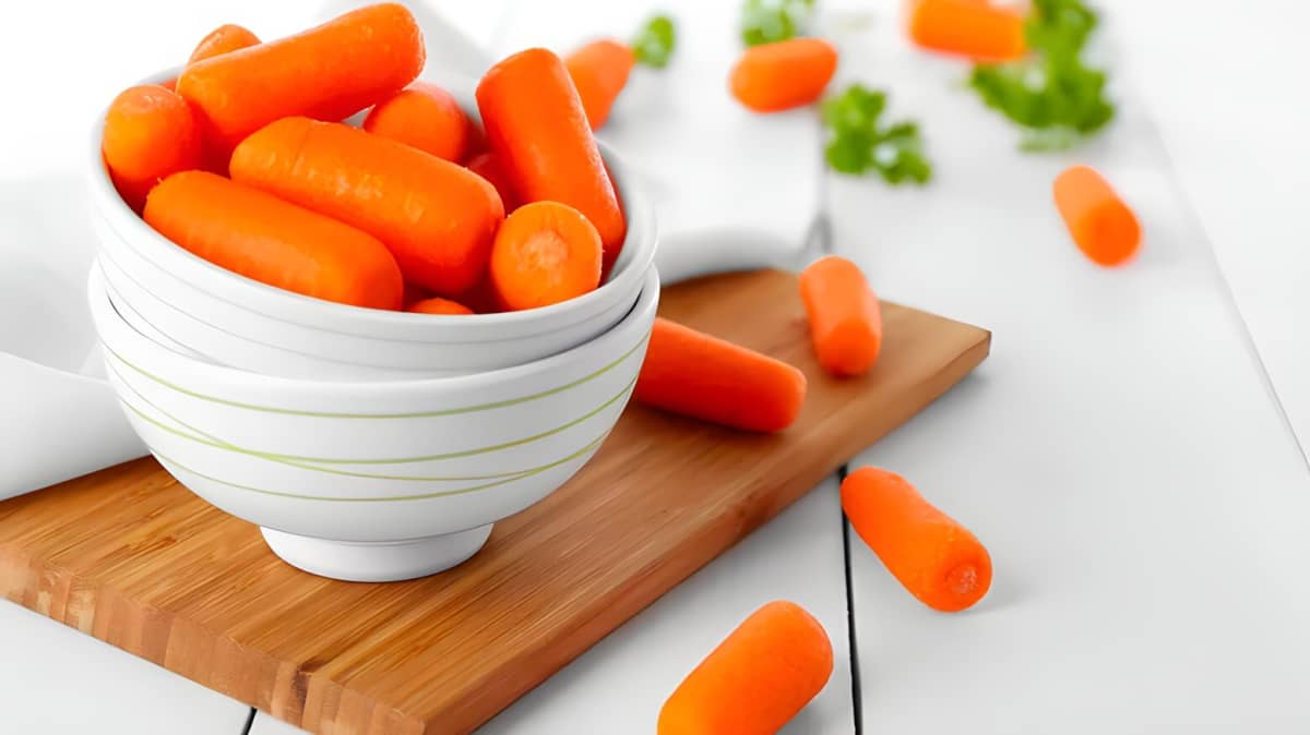 Baby carrots in a small bowl