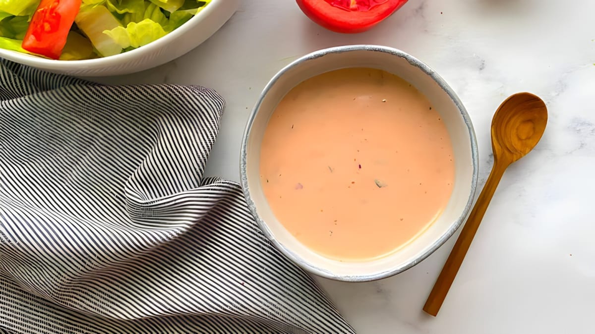 A bowl of tomato ranch dressing