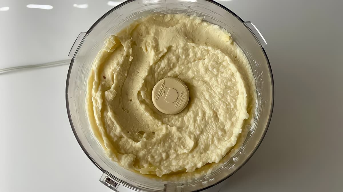 Blended cauliflower in a food processor