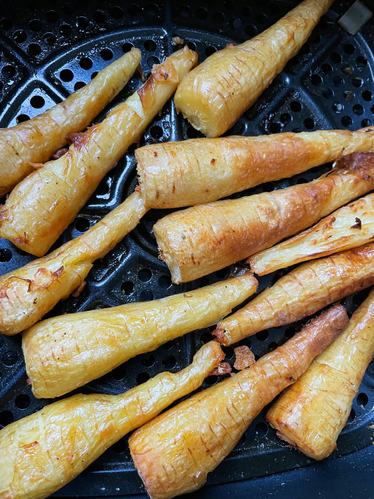 Roasted parsnips in an air fryer