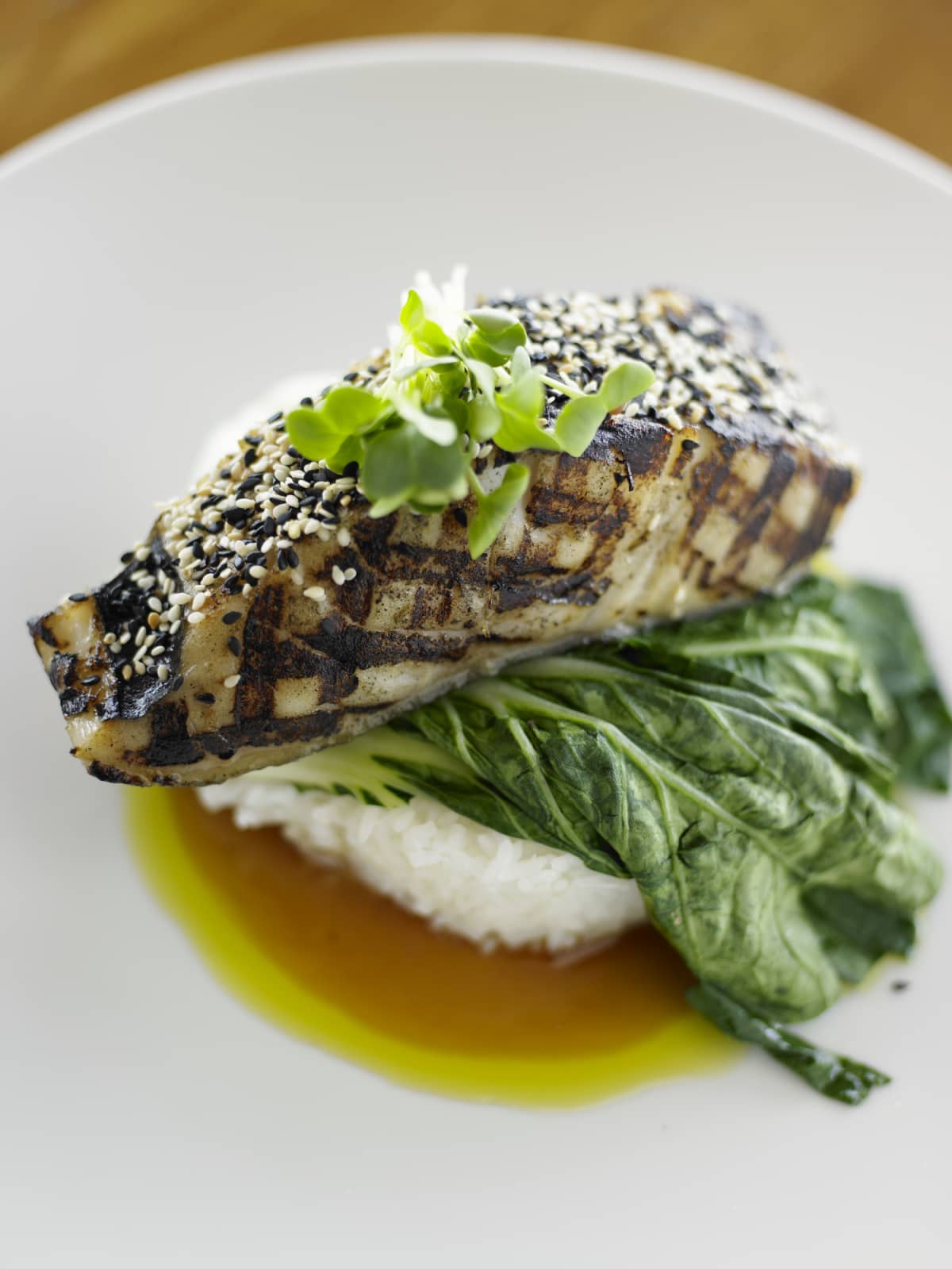 Sake-glazed sablefish over jasmine rice