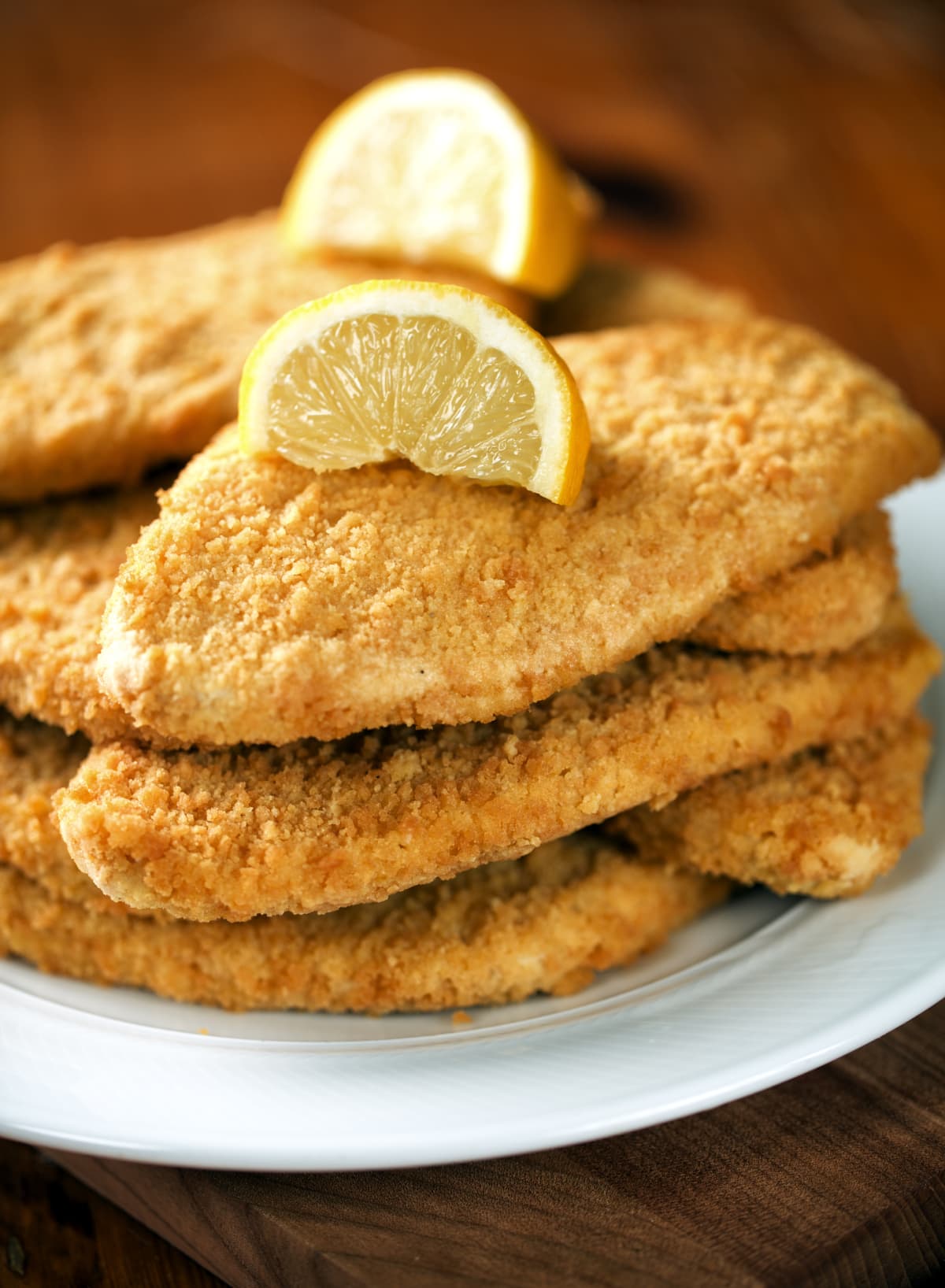 Milanese cutlet with orange slices