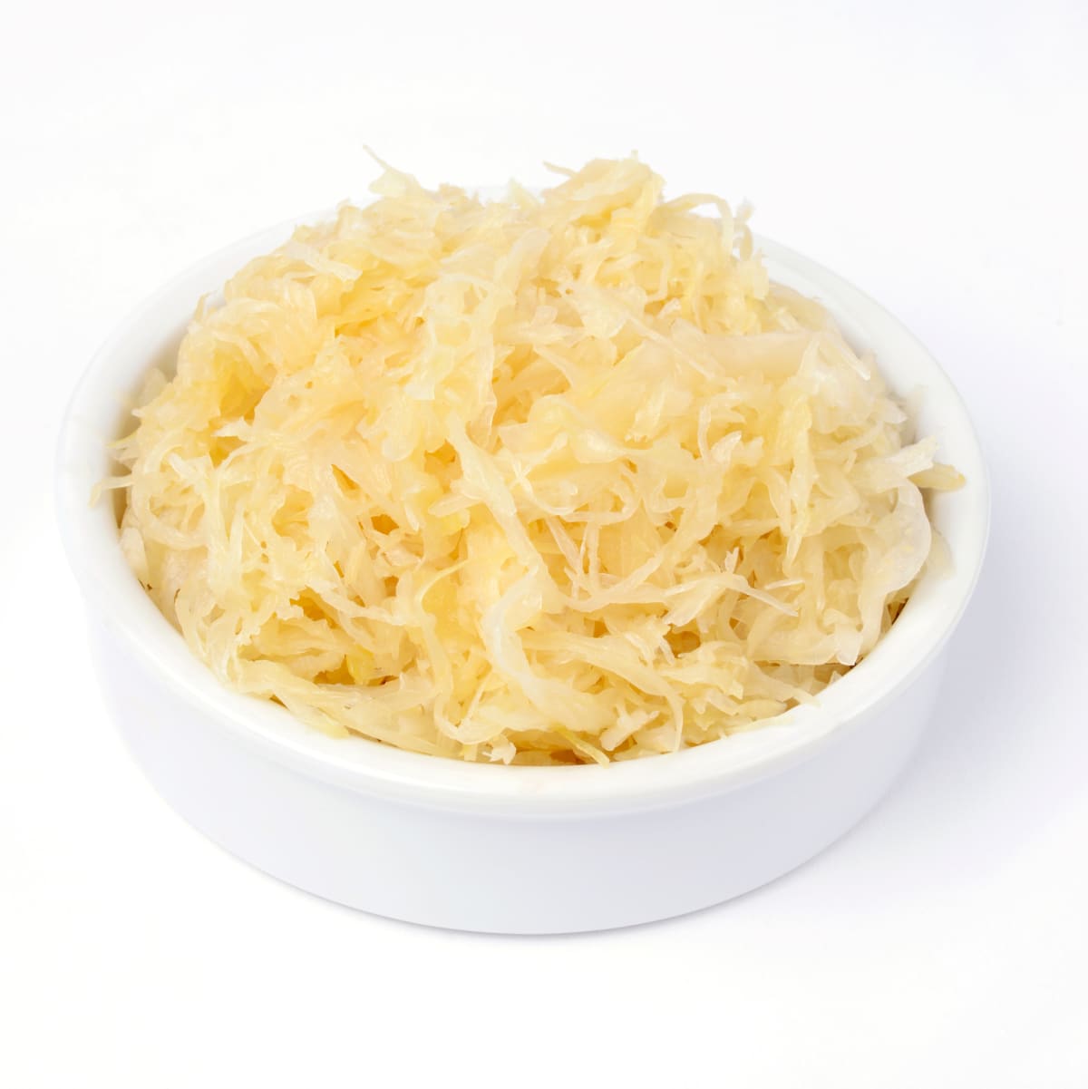 Delicious sauerkraut on plate isolated over white