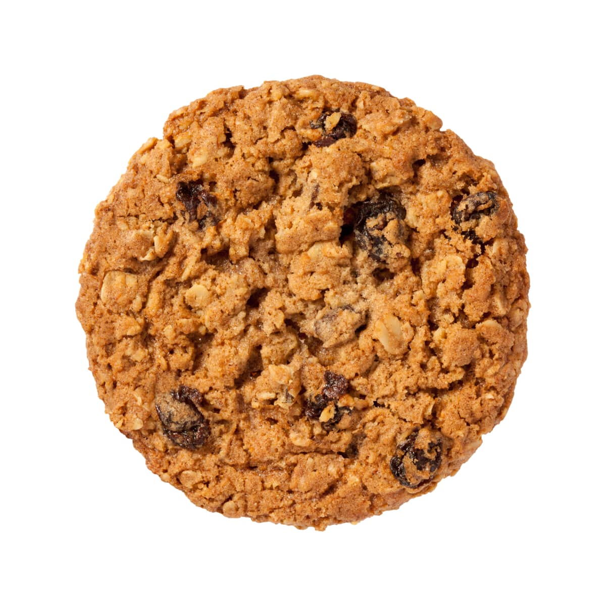 Oatmeal Raisin Cookie isolated on a white background.