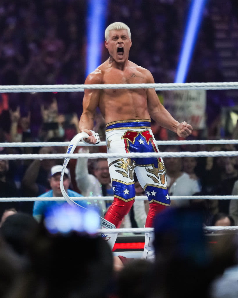 SAN ANTONIO, TEXAS - JANUARY 28: Cody Rhodes reacts during the WWE Royal Rumble at Alamodome on January 28, 2023 in San Antonio, Texas. (Photo by Alex Bierens de Haan/Getty Images)