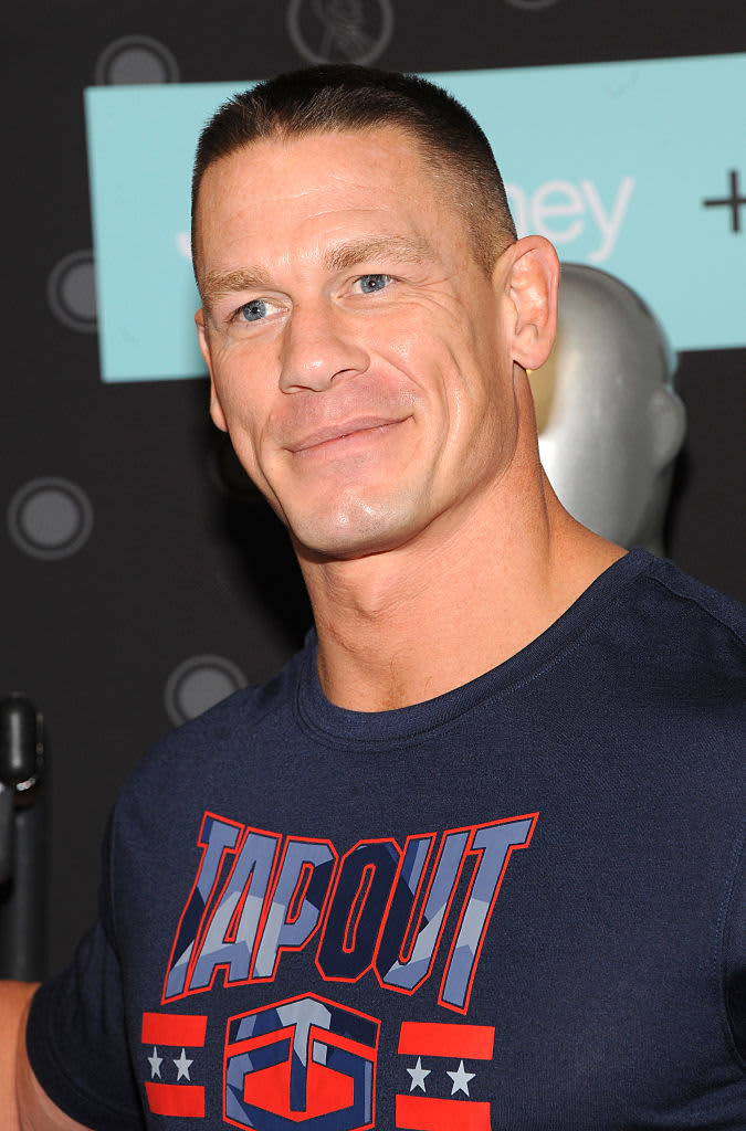 NEW YORK, NEW YORK - MAY 18: John Cena, Wipeout on TBS and Peacemaker on HBO Max attends the Warner Bros. Discovery Upfront 2022 arrivals on the red carpet at The Theater at Madison Square Garden on May 18, 2022 in New York City. (Photo by Kevin Mazur/Getty Images for Warner Bros. Discovery)