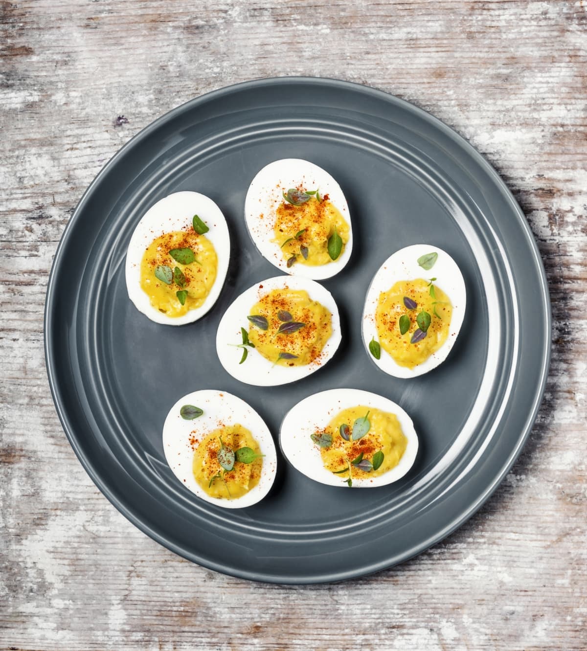 A plate of deviled eggs
