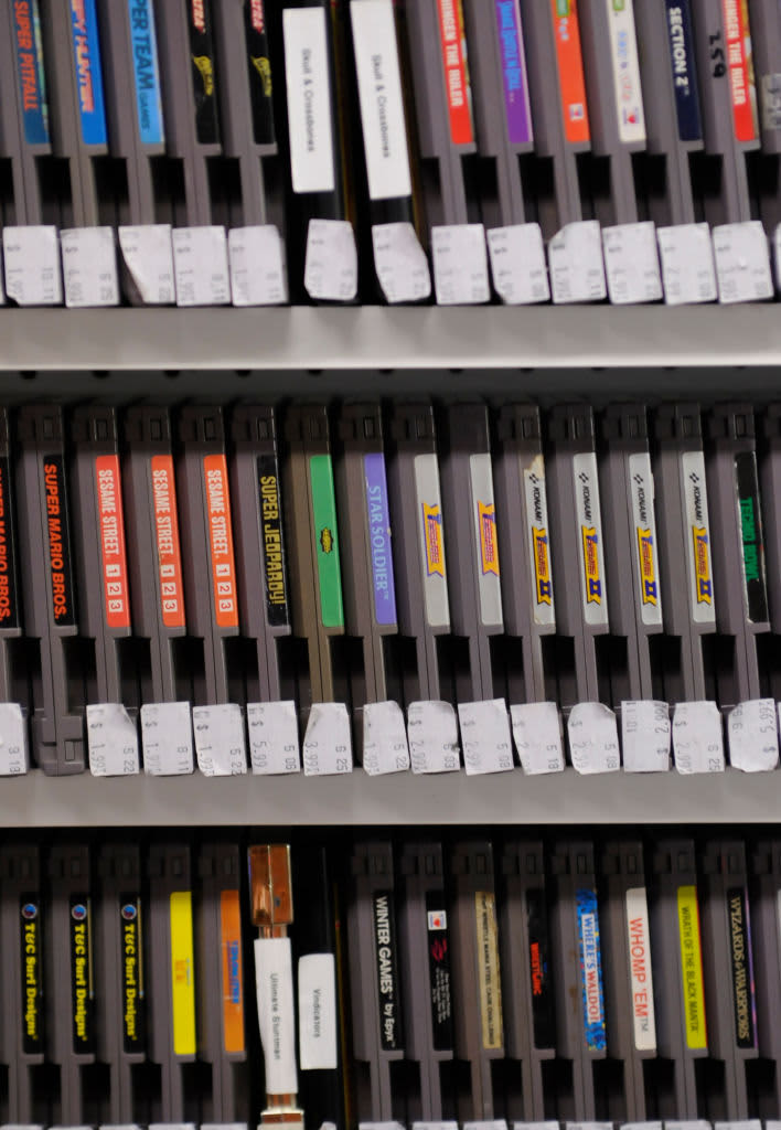 A wall full of the original NES (Nintendo Entertainment System) games for sale. (Photo By Jeremy Drey/MediaNews Group/Reading Eagle via Getty Images)