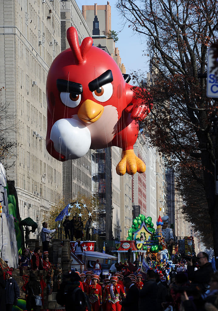 NEW YORK, NY - NOVEMBER 26:  Atmosphere of Angry Birds Movie Red In Macy's Thanksgiving Day Parade on November 26, 2015 in New York City.  (Photo by Ilya S. Savenok/Getty Images for Rovio)