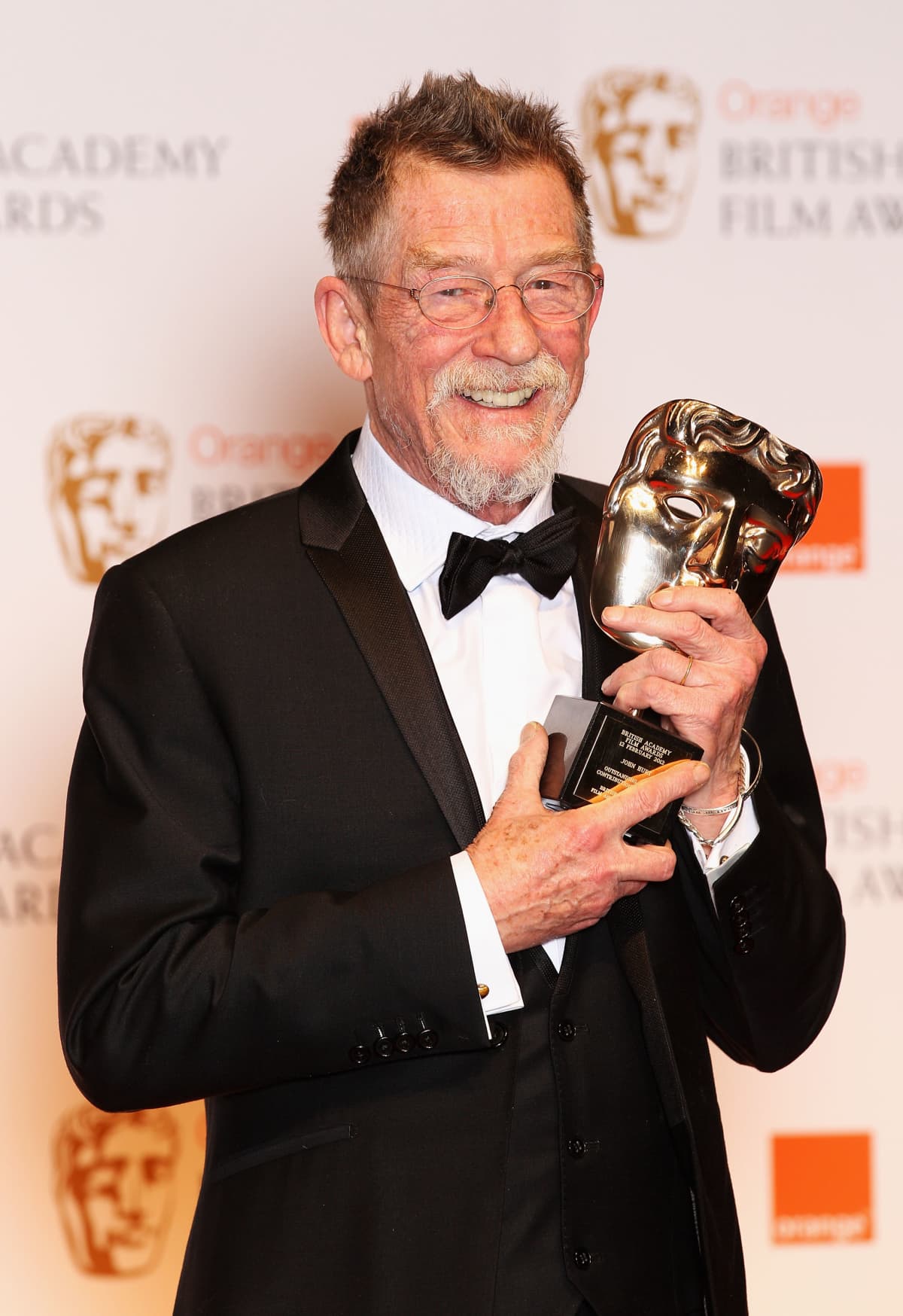 LONDON, ENGLAND - APRIL 10:  John Hurt is awarded the Liberatum cultural honour at W hotel, Leicester Sq on April 10, 2013 in London, England.  (Photo by Nick Harvey/WireImage)