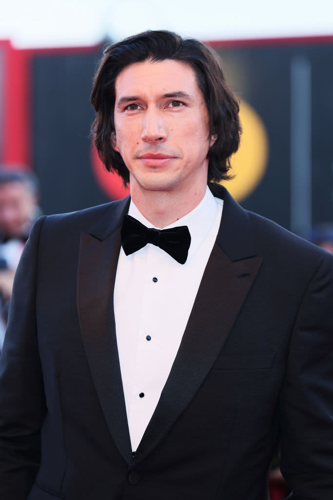 Actor Adam Driver dressed in a tuxedo