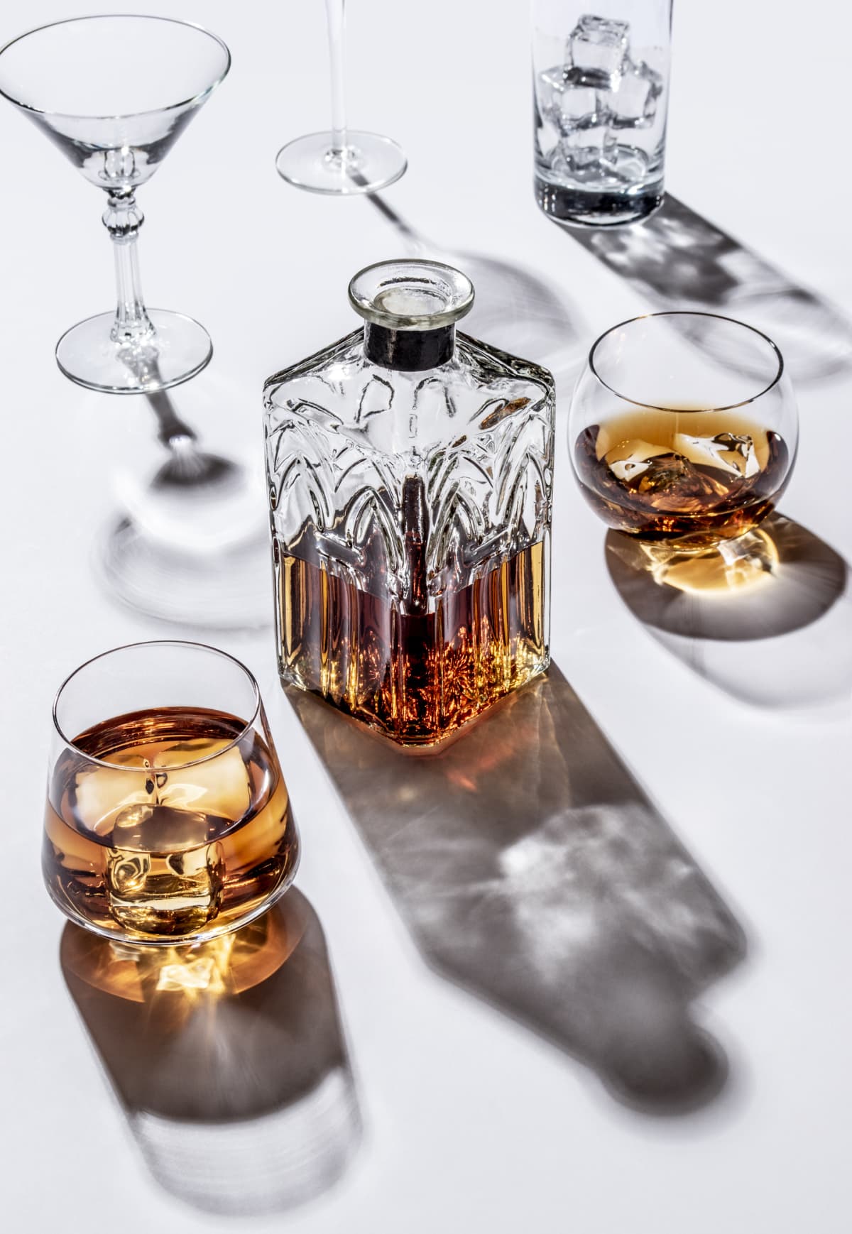Whiskey glasses with a decanter
