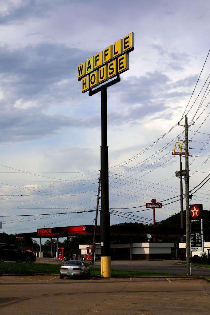 BIRMINGHAM, AL - JULY 05:  Waffle House Restaurant signage in Birmingham, Alabama on July 5, 2018.  (Photo By Raymond Boyd/Getty Images)
