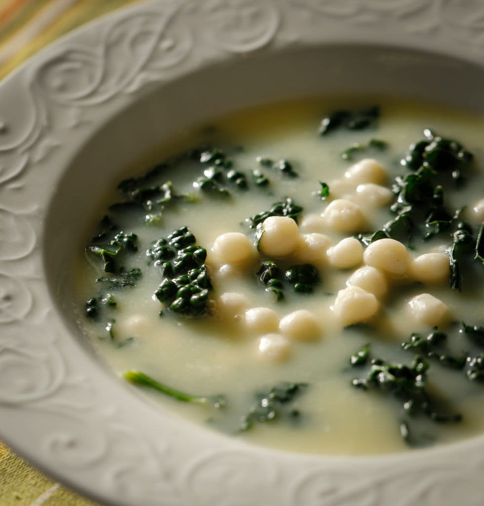 Trajanas In Avgolemono (egg, lemon, kale) is seen on Tuesday, Feb. 27, 2018 in San Francisco, Calif. (Photo by Russell Yip/San Francisco Chronicle via Getty Images)