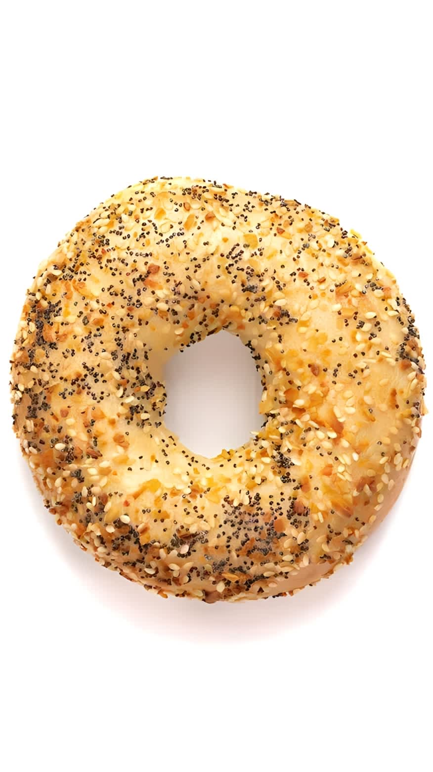 top view of an everything bagel