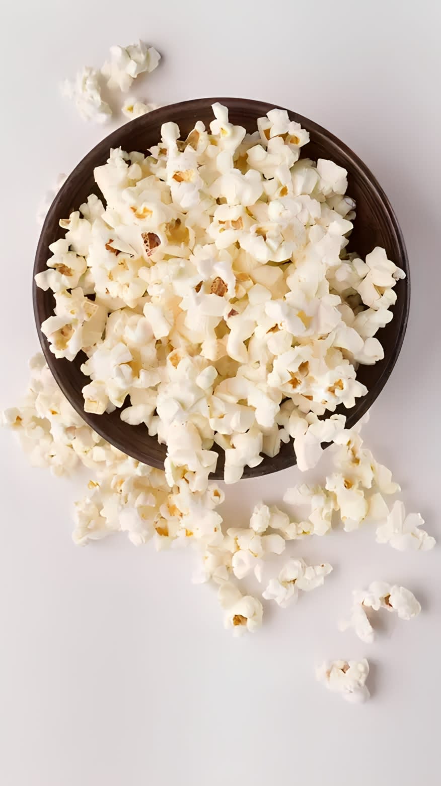 top view of a bowl of popcorn